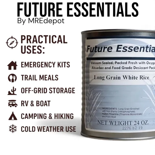 Miniatura 5 de Future Essentials Arroz blanco de grano largo – Arroz blanco crudo cultivado en Estados Unidos con vida útil de 25 años – Alimento de emergencia