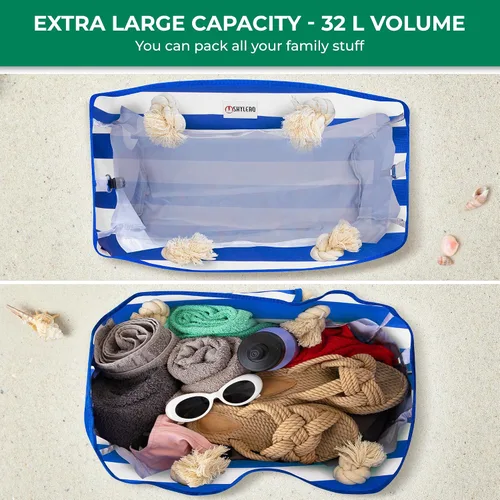 Miniatura 6 de SHYLERO La bolsa de playa y la bolsa de piscina tiene bolsa hermética, cierre magnético a presión. La bolsa de playa es repelente al agua.
