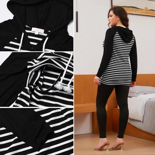 Miniatura 68 de Bhome Camisa de lactancia de manga larga con capucha para lactancia materna