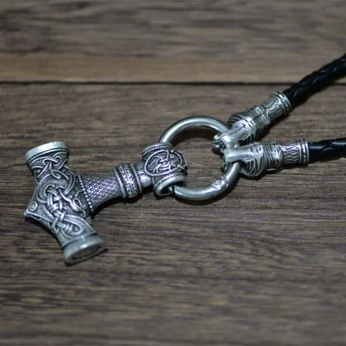 Miniatura 4 de Collar de martillo de Thor vikingo nórdico Mjolnir para hombre, joyería de talismán