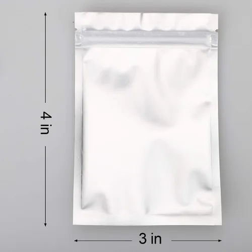 Miniatura 4 de 100 bolsas de Mylar resellables a prueba de olores, de 3 x 4 pulgadas, parte delantera mate, transparente, color negro mate, bolsa de almacenamiento