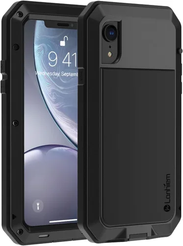 Miniatura 9 de Lanhiem Funda para iPhone 7 Plus/8 Plus, resistente a los golpes, [Tough Armour], funda de metal con protector de pantalla integrado, funda Negro