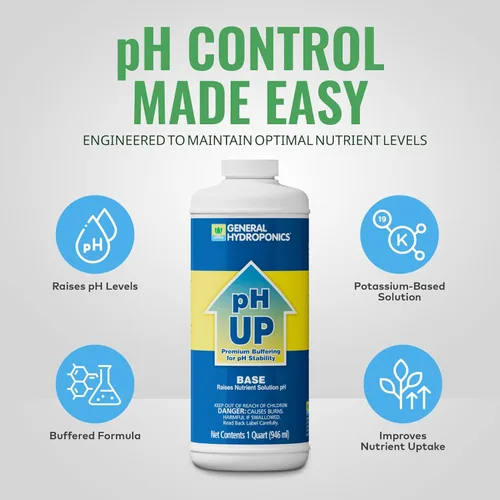 Miniatura 3 de General Hydroponics pH Up Liquid Premium Buffer para estabilidad del pH, cuarto de galón