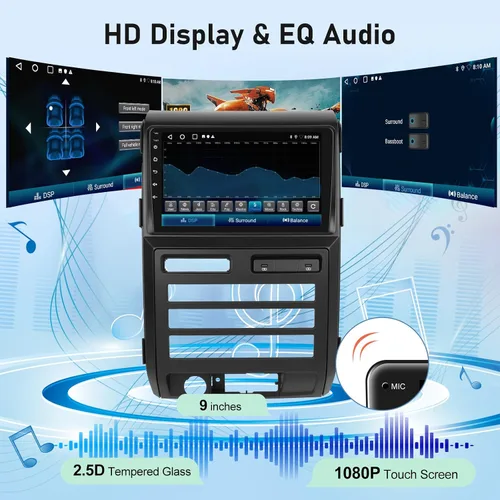 Miniatura 8 de (Para manual y automático AC) Pantalla de 9 pulgadas para Ford F150 Radio 2009 2010 2011 2012, 2+64G Android pantalla táctil F150 estéreo de coche