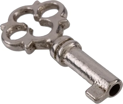 Miniatura 3 de Pecho en miniatura niquelado, cerradura de caja o collar llave de esqueleto para muebles antiguos SK29-IN
