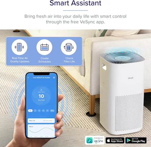 Miniatura 7 de LEVOIT Purificadores de aire para el hogar, habitación grande de hasta 2933 pies cuadrados con modo de suspensión HEPA, verificación AHAM, WiFi