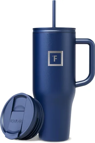 Miniatura 41 de IRON °FLASK Co-Pilot - Vaso aislante de 40 onzas con pajita y tapas abatibles - Botella con portavasos para bebidas frías o calientes - A prueba