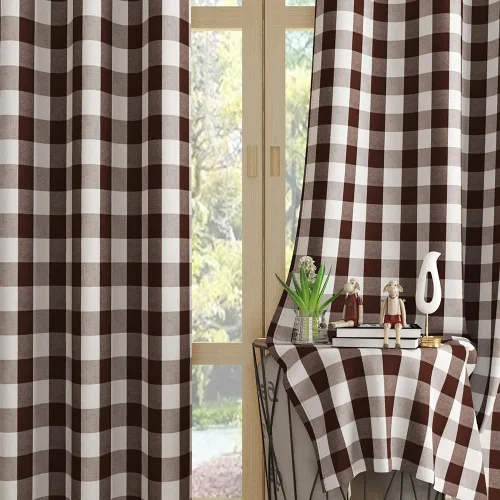 Miniatura 19 de UPOPO Cortinas de ventana Buffalo Check 122 cm de largo, cortinas de algodón para sala de estar, paneles de cortina a cuadros para dormitorio
