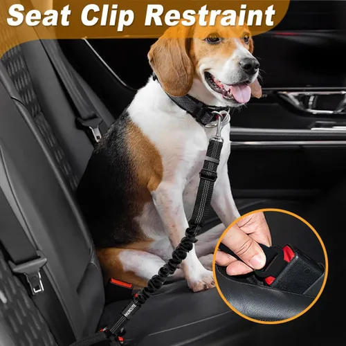 Miniatura 3 de Juego de 3 piezas de cinturón de seguridad retráctil para perro, cinturón de seguridad ajustable para reposacabezas de vehículo, ajustable