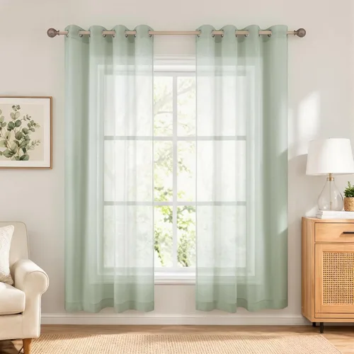 Miniatura 64 de KOUFALL Cortinas traslúcidas de 120 pulgadas de 2 paneles con ojales, juego extra largo de 10 pies de largo, cortinas altas para ventana grande, 52