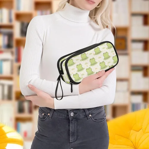 Miniatura 7 de MNSRUU Estuche grande para lápices, estuche estético con diseño de rana linda, organizador de marcadores, caja de lápices para niñas, niños
