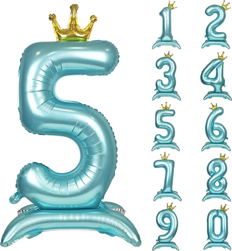 Miniatura 23 de Globos de aluminio grandes con corona negra número 0 para niños y niñas, cumpleaños, boda, aniversario, fiesta, baby shower, suministros 0