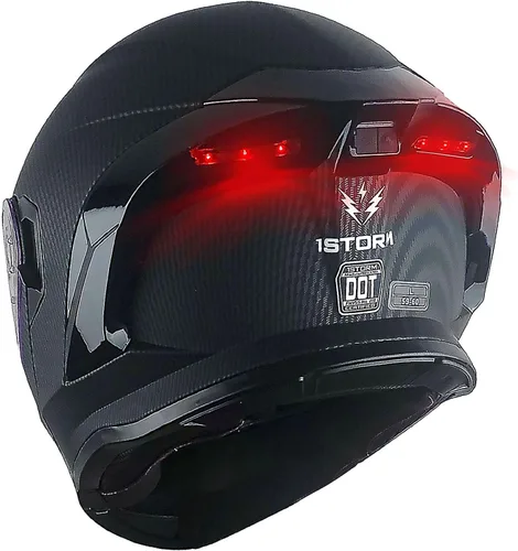 Miniatura 15 de 1Storm Nuevo Casco Modular de Motocicleta con Visera Dual, Protección Solar Completa y Luz Trasera LED Recargable: LED-X90 Flecha Azul
