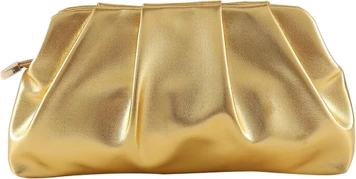 Miniatura 20 de Bolsa de noche para mujer, cartera tipo clutch con fruncidos, con cadena metálica desmontable, bolsa de hombro cruzada