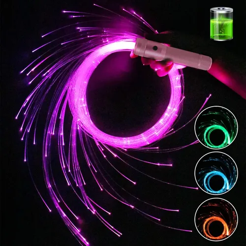 AMKI Látigo de fibra óptica LED recargable de 6 pies, 360 giratorios, 360 efectos de modo, súper brillante, juguete de baile, ideal para fiestas Rosa