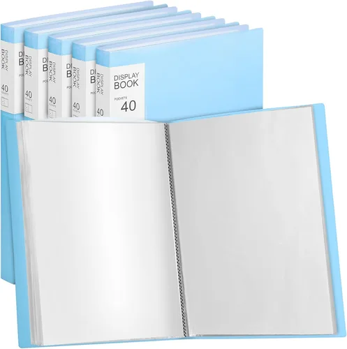 Miniatura 18 de Marspark - Carpeta de 4 piezas con fundas de plástico grande de 8.5" x 11", libro de presentación de 40 bolsillos con 80 páginas, carpeta