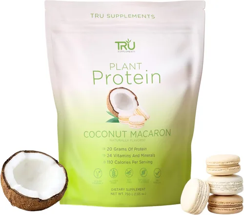 Miniatura 11 de TRU Supplements Proteína en polvo a base de plantas, BCAA, EAA, 0.71 onzas de arroz integral vegano y proteína de guisante, 100 calorías, 27