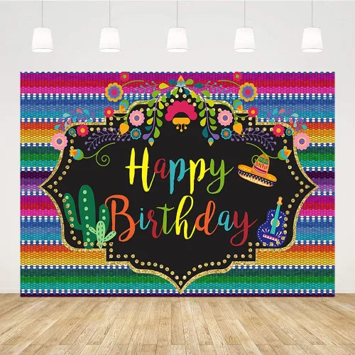 Miniatura 2 de Sendy Telón de fondo de fiesta mexicana de 7 x 5 pies, fiesta mexicana, fiesta de cumpleaños, fotografía de fondo, decoraciones coloridas, cartel