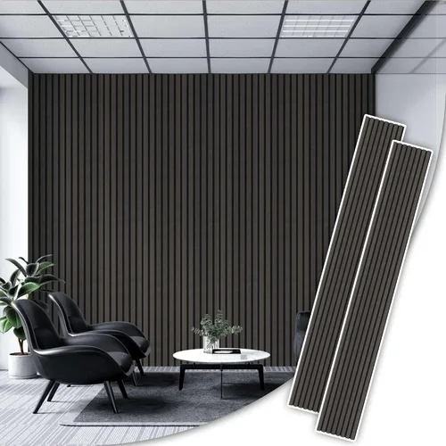 Miniatura 20 de IZODEKOR Paneles de pared acústicos de madera de 23.5 x 23.5 pulgadas (paquete de 2) – Paneles decorativos absorbentes de sonido para decoración