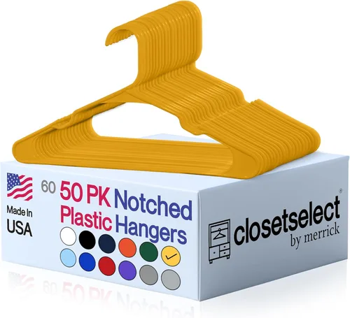 Miniatura 15 de Perchas de plástico, paquete de 50, colgador de ropa fuerte y ahorrador de espacio, fabricado en EE. UU., colgador de plástico perfecto para camisas