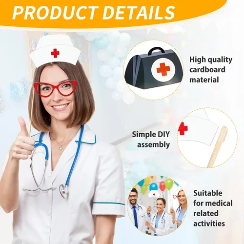 Miniatura 3 de Kit de 40 accesorios profesionales para cabina de fotos médicas para eventos de adultos, celebraciones de oficina dental, graduación de médico