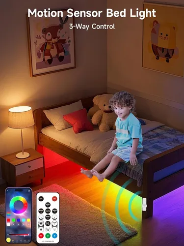 Miniatura 2 de KANTUTOE Tira de Luz LED Activada por Movimiento, 16.4 Pies de Tira de Luz LED con Sensor de Movimiento para Interiores con Control por APP, Luces