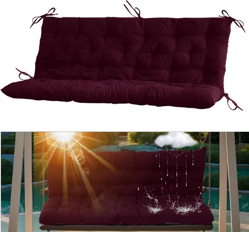 Miniatura 47 de Cojín para columpio de 2-3 plazas, cojines para exteriores con respaldo grueso de 4 pulgadas, almohadilla antidecoloración impermeable para jardín