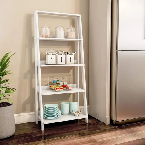Miniatura 4 de Lavish Home - Estantería de escalera de 4 niveles, estantería independiente con marco en X y aspecto inclinado, estantes de exhibición para el hogar
