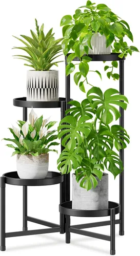 Miniatura 25 de iDavosic.ly Soporte grande para plantas de 6 niveles para interiores, 10 pulgadas de ancho de metal de esquina alta para múltiples plantas, estante