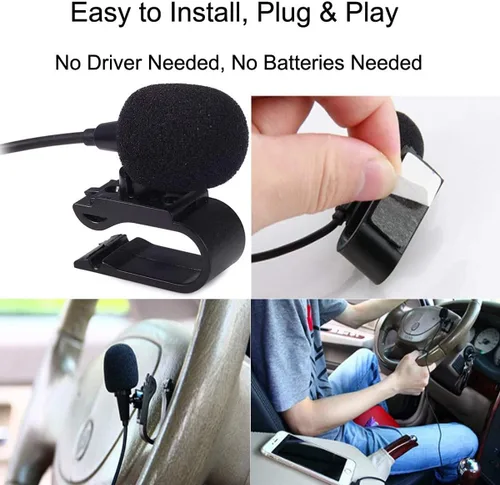 Miniatura 2 de Micrófono de coche de 0.138 in, micrófono para unidad principal de vehículo GPS habilitado para DVD, micrófono de audio estéreo con cable de 9.8 ft