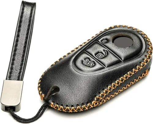 Miniatura 3 de Vitodeco Funda de cuero genuino para llavero inteligente compatible con Mercedes-Benz Clase C, Clase S, GLC, EQB SUV, EQS Sedan, EQS SUV, EQE Sedan