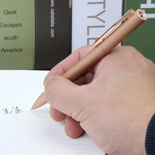 Miniatura 7 de Gullor Bolígrafo retráctil de metal de estilo simple, tinta negra de punta media, negro
