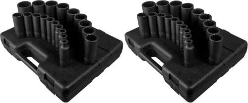 Miniatura 4 de SUNEX TOOLS 2820 Juego de impacto profundo SAE de 12 puntos con accionamiento de 1/2 pulgadas, 19 piezas