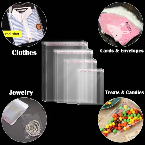 Miniatura 7 de Bolsas de celofán resellables grandes de 14 x 20 pulgadas, 100 unidades, bolsas transparentes autosellantes para productos de embalaje, bolsas