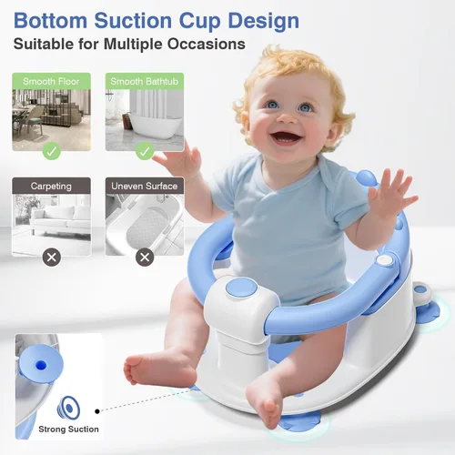Miniatura 3 de Asiento de baño para bebés de 5 meses en adelante, asiento de baño antideslizante para sentarse, cojín suave y diseño compacto, asiento de bañera