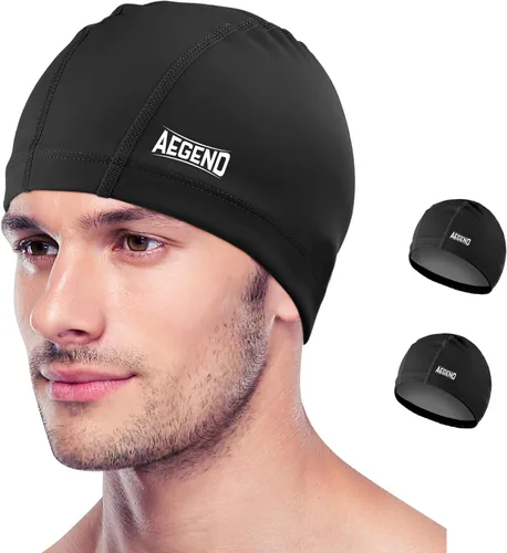 Miniatura 18 de Aegend Gorro de natación de tela, capa impermeable de silicona, gorra de natación de tela transpirable, mantiene el cabello seco con alta