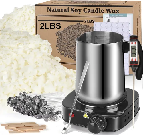 Miniatura 11 de Kit de suministros para hacer velas de cera de soja, cera de soja natural para hacer velas, kit de arte y manualidades DIY para adultos