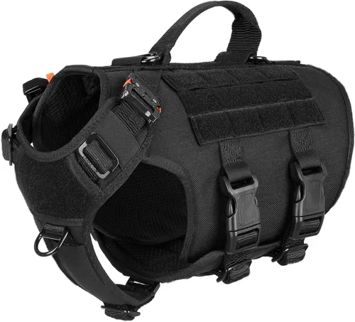 Miniatura 20 de ICEFANG - Arnés táctico para perro con 6 hebillas, chaleco con sistema molle con asa para perro, 3/4 del cuerpo, panel con velcro para parche
