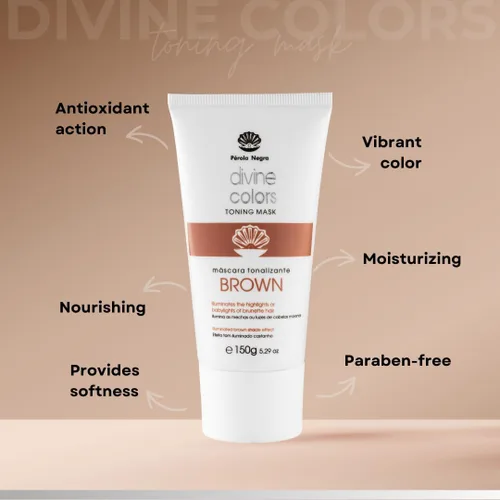 Miniatura 4 de Pérola Negra Divine Colors - Máscara tonificante marrón, ilumina los reflejos o babylights del cabello moreno, efecto de sombra marrón iluminado