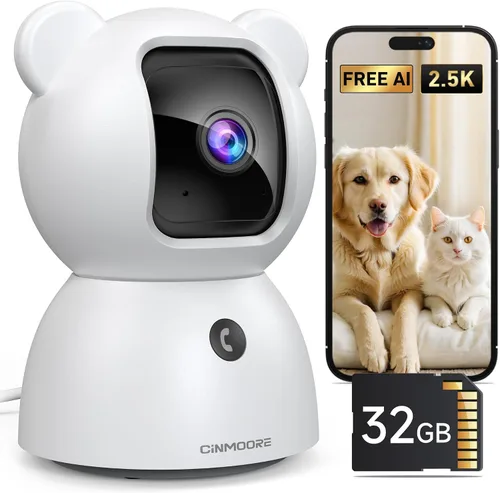 Miniatura 12 de Paquete de 2 cámaras de 2.5K para seguridad en el hogar, detección de humanos AI/mascotas/llanto, cámara de 4MP para perro/gato/mascota