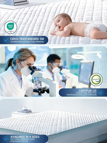 Miniatura 7 de Cubrecolchón de espuma viscoelástica Queen de doble capa de espuma viscoelástica de gel y almohada de enfriamiento para alivio de presión y soporte