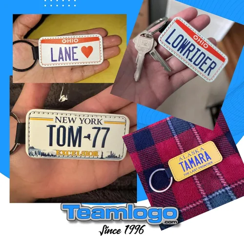 Miniatura 3 de Teamlogo Llavero personalizado de piel sintética para placa de matrícula decorado a medida