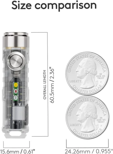 Miniatura 6 de RovyVon 4ª linterna Aurora A8 USB-C EDC, 90 CRI 5000K, luz de llavero recargable máxima de 420 lúmenes, encendido momentáneo, modo de bloqueo