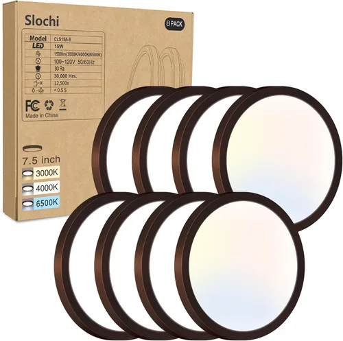 Miniatura 13 de Paquete de 2 lámparas LED de techo empotradas, 3000K-4000K-6500K y equivalente a 100W, lámpara de techo empotrada moderna para cocina de 15W