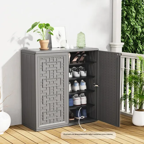 Miniatura 5 de KINYING Armario de almacenamiento para exteriores, impermeable, caja de cubierta de resina de 62 galones para cojines de muebles de patio, Gris