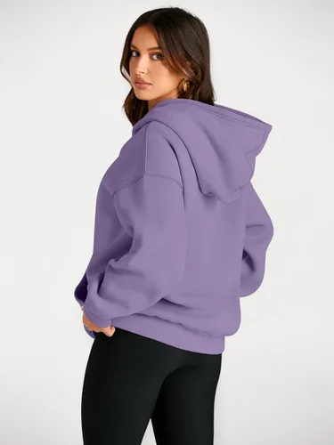 Miniatura 28 de Trendy Queen - Sudaderas extragrandes con capucha para mujer, suéteres de manga larga, sin botones, de vellón, de otoño, ropa de invierno