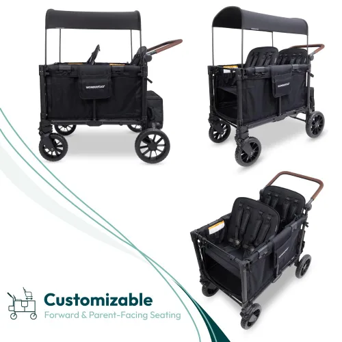 Miniatura 6 de WONDERFOLD W4 Luxe Pro Cochecito tipo vagón (4 plazas) - Cochecito tipo vagón plegable con asientos que cuentan con arneses de seguridad de 5 puntos