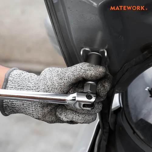Miniatura 2 de Matework Barra disyuntora de 3/8 pulgadas, barra disyuntora de extensión de 10 pulgadas de largo con cabezal flexible Cr-V de 180 grados y mango