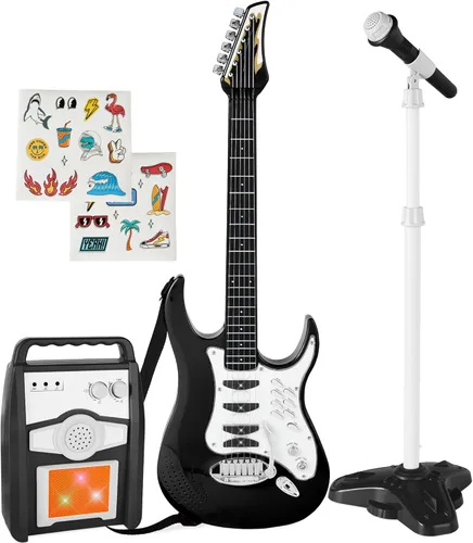 Best Choice Products Juego de guitarra musical eléctrica para niños, kit de inicio de guitarra de juguete con 6 canciones de demostración, barra de