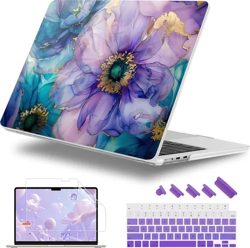 Miniatura 25 de Funda para MacBook Air 2026/2025/2024/2023 de 15 pulgadas M5 A3448/M4 A3241/M3 A3114/M2 A2941, elegante funda protectora rígida para MacBook Air